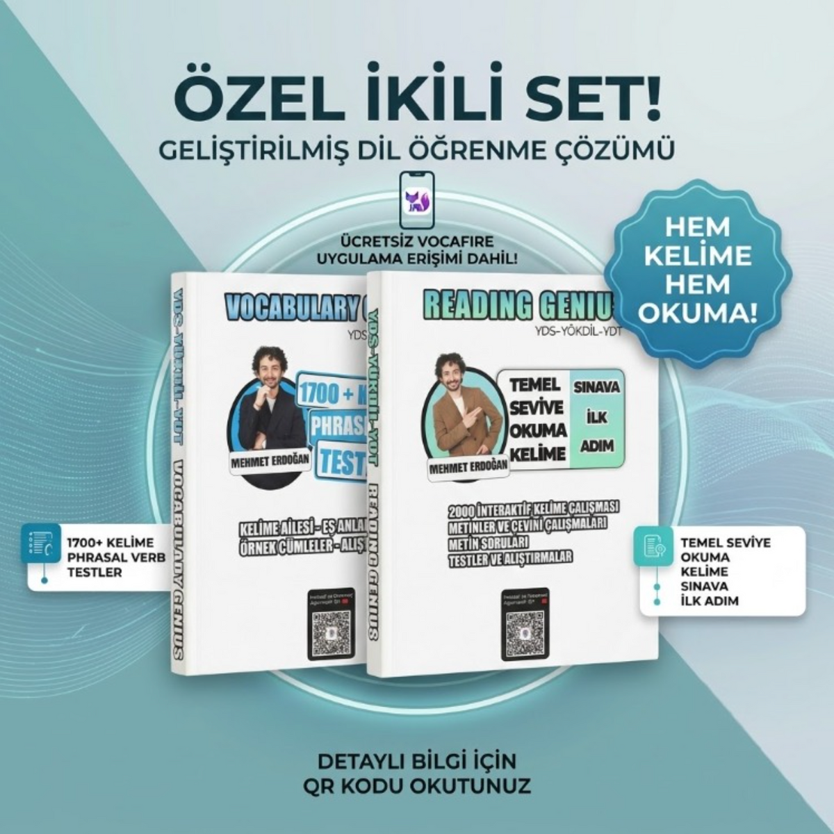 YDS - YÖKDİL - YDT Genius İkili Hazırlık Seti (Reading Genius + Vocabulary Genius + VocaFire)